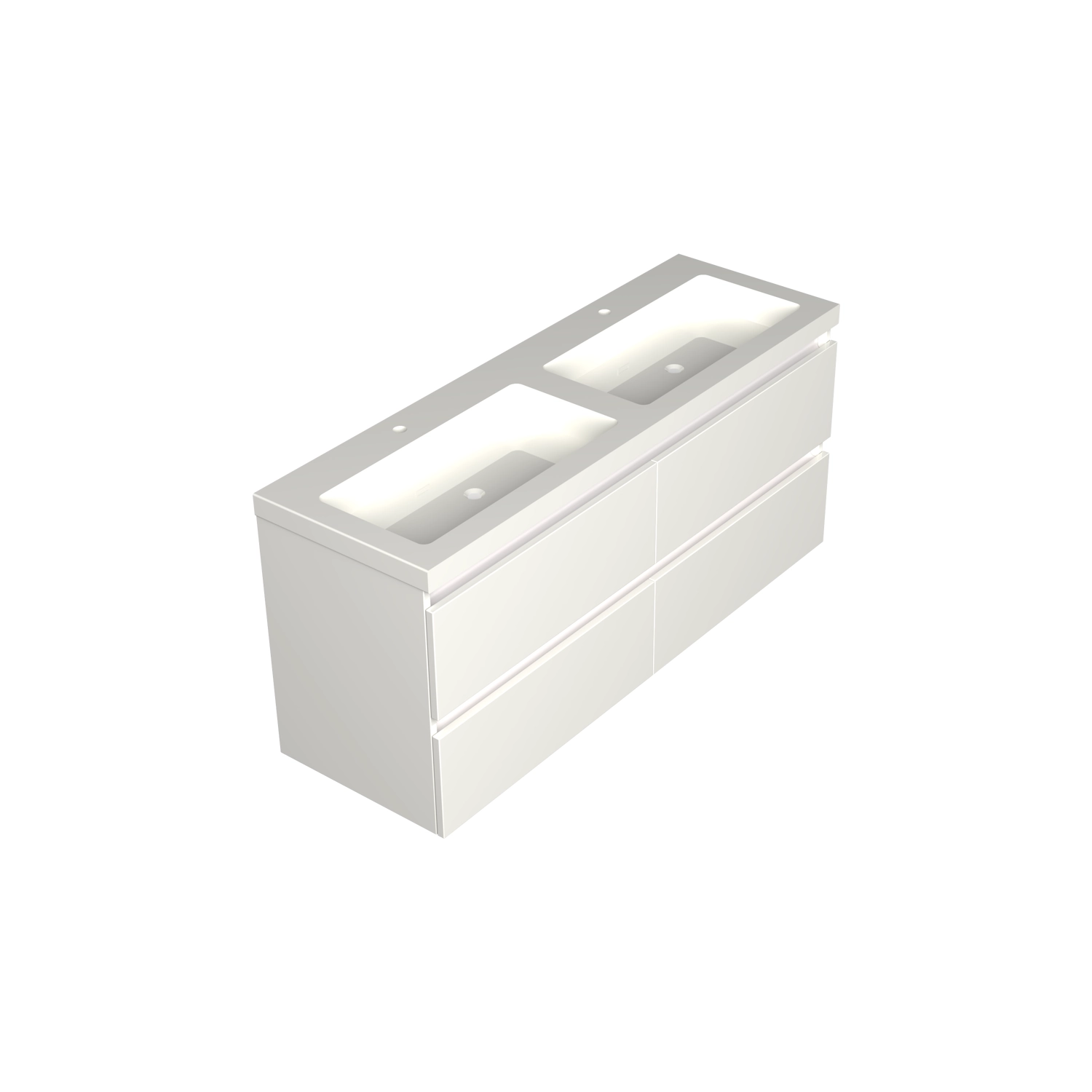 Dutchline-Badmeubel-Onderkast-Glans-Wit-140x42cm-4-Lades-2-Uitsparingen